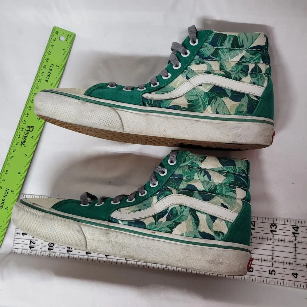 Vans Sk8-Hi High Top Tropical Palm Leaf Green Sneakers Mens 8 Womens 9.5